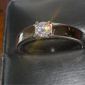 MENS .925 SILVER WEDDING BAND MOISSANITE SIZE 12 GRA 0.5CT !!!